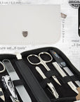 Swords Germany - brand quality 8 piece manicure pedicure grooming kit set for professional nail care genuine leather case white - Made in Germany