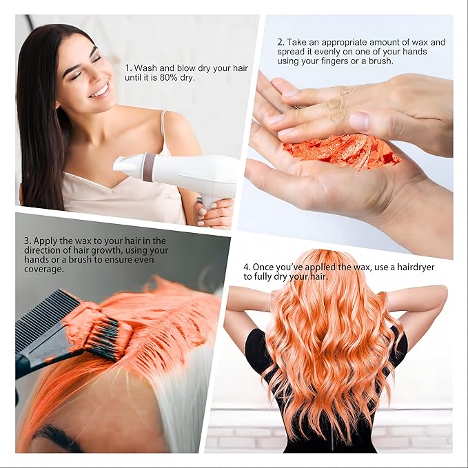 4.23 oz Temporary Orange Hair Spray Color Wax with Dye Brush, Instant Natural Hairstyle Cream, Disposable Coloring Mud for Women Men Youth, Washable Styling Pomades, Party Cosplay DIY Halloween