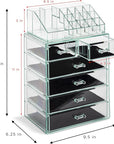 Sorbus Acrylic Makeup Organizer Set, 6-Drawer Vanity & Countertop Cosmetic Storage with Small & Wide Compartments, Teal Thrill Makeup Storage for Brushes, Jewelry – Holiday Gift for Women & Teens