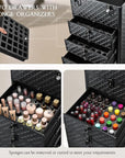 Nail Salon Cart with 4 Drawers,Rolling Makeup Train Case for Beauty,Cosmetology Case on Wheels,Trolley Cart,Lockable Organizer Travel Case for Manicure/Face Painting/Hairstylist/Tattoo Artist