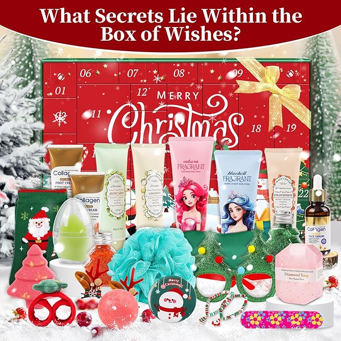 Advent Calendar 2025-24 Days of Luxury Bath & Body Gifts Set, Christmas Countdown Calendar Holiday Gifts, Skincare Beauty Gift Baskets