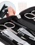 3 Swords Germany – brand quality 8 piece manicure pedicure grooming kit set for professional nail care with genuine leather case black - Made in Germany
