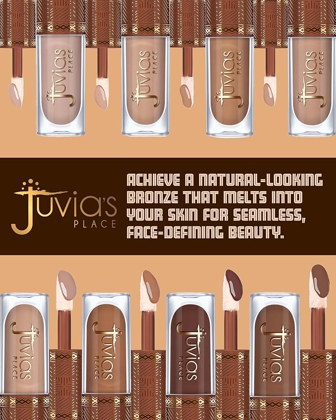 Juvia’s Place Bronzed Liquid Bronzer - Warm Pecan - Liquid Bronzer for Face w/Silky Blendable Texture - Buildable Coverage for Natural Contour & Dimension - Easy-to-Blend Patch-Proof Formula