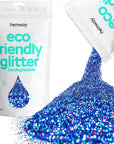 Hemway Eco Friendly Biodegradable Glitter 100g / 3.5oz Bio Cosmetic Safe Sparkle Vegan for Face, Eyeshadow, Body, Hair, Nail and Festival - Chunky (1/40" 0.025" 0.6mm) - Sapphire Blue Holographic