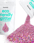 Hemway Eco Friendly Biodegradable Glitter 100g / 3.5oz Bio Cosmetic Safe Sparkle Vegan for Face, Eyeshadow, Body, Hair, Nail and Festival Makeup - Chunky (1/40" 0.025" 0.6mm) - Rose Pink Holographic
