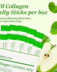 FOODOLOGY Collagen Centella Jelly (10 Days) – 300Da Ultra Low Molecular Collagen, Centella Asiatica, PDRN, Vitamin A & E. Coconut Jelly for Hydration & Skin Support. Green Apple Flavor.