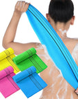Tatuo 4 Pieces Korean Exfoliating Washcloth Body Back Scrubber Japanese Italy Exfoliating Cloth 35.5 Inch Long Bath Towel Washcloth Dead Skin Remover for Men Women(Multicolored)