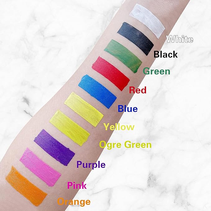 MEICOLY Green Face Body Paint,Halloween SFX Witch Makeup Elphaba Costume Face Paint,Camouflage Gamora Hunting Hulk Body Paint for Adults and Kids,St. Patrick’s Day Face Paint Makeup Accessories