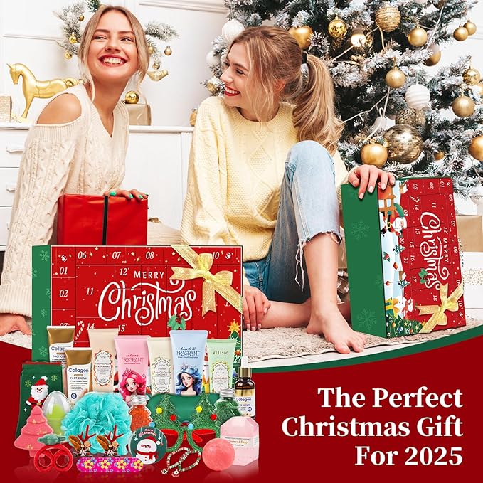 Advent Calendar 2025-24 Days of Luxury Bath & Body Gifts Set, Christmas Countdown Calendar Holiday Gifts, Skincare Beauty Gift Baskets