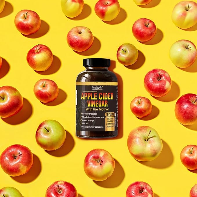 Intentionally Bare Organic Apple Cider Vinegar Capsules with The Mother - Keto Apple Cider Vinegar Capsules - ACV Capsules for Keto Cleanse & Healthy Diet 1575mg - 120 Capsules
