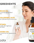PURA D'OR 20% Vitamin C Serum 4 Oz - Lightweight Maximum Strength Formula - Retinol, Hyaluronic Acid, Ferulic Acid - Professional Grade Treatment For Face & Eyes, Wrinkles - Men & Women