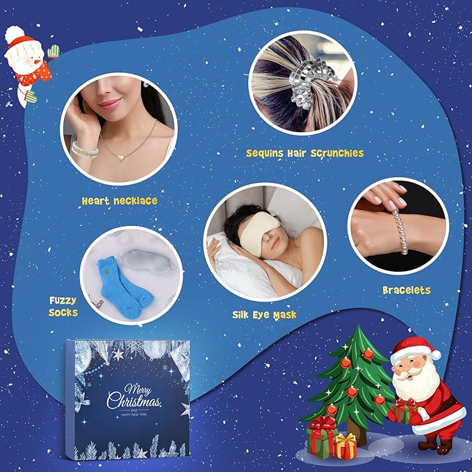 Advent Calendar 2025 Women-12 Days of Christmas Advent Calendars for Adult Women and Teen Girls, Luxury Spa Self Care Christmas Gifts Basket Countdown Calendar for Mom Wife Girlfriend Blue