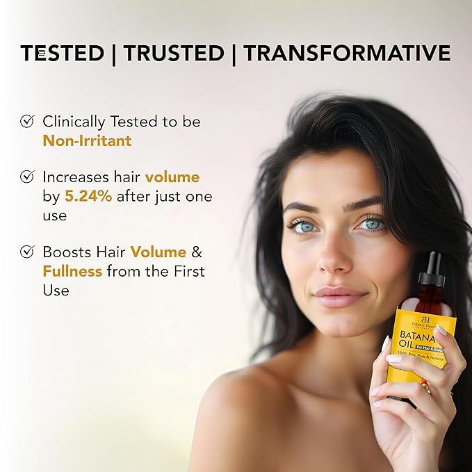 Botanic Hearth 100% Pure Batana Oil For Hair Growth | Infused with Batana Kemel Oil | Hair Oil Repairs Dry Damaged Hair, Strengthening, Healthier - Hair Tonic, 2.0 fl oz