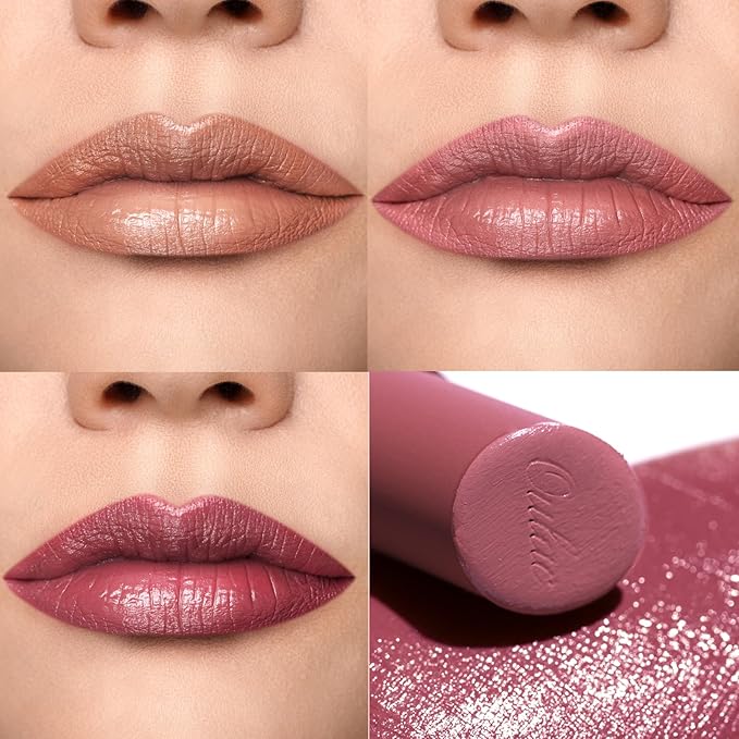 Oulac Hydrating Lipstick Set For Women Plum Brown Lipsticks High Impact Lipcolor Tinted Lip Balm, Nourishing, Satin Finish, Moisturizing Creamy Formula, Vegan Gluten Free 05+06+08(SET 2)