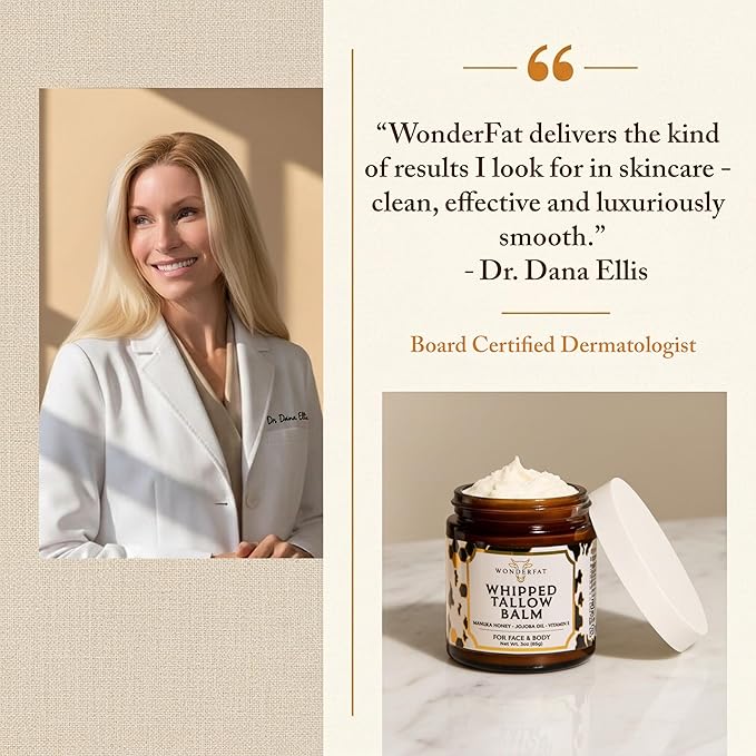 Beef Tallow for Skin & Face – Whipped Tallow & Honey Balm – 100% Grass Fed Tallow Face Moisturizer with Mango Butter, Jojoba Oil, Vitamin E – Organic Beef Tallow Balm for Dry Skin & Wrinkles – 3 oz