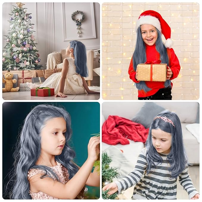MSDADA New Hair Chalk Comb Temporary Hair Color Dye for Girls Kids with Light Color Hair, Washable Hair Chalk for Girls Age 4 5 6 7 8 9 10 Birthday Cosplay DIY, Easter (Silver)