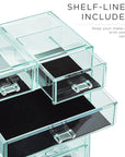 Sorbus Acrylic Makeup Organizer Set, 6-Drawer Vanity & Countertop Cosmetic Storage with Small & Wide Compartments, Teal Thrill Makeup Storage for Brushes, Jewelry – Holiday Gift for Women & Teens