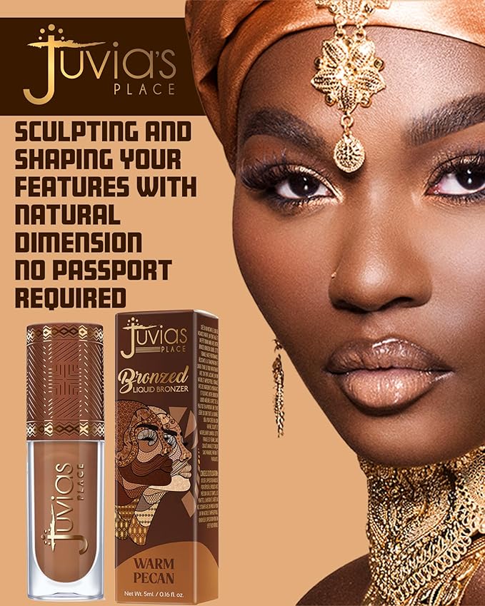 Juvia’s Place Bronzed Liquid Bronzer - Warm Pecan - Liquid Bronzer for Face w/Silky Blendable Texture - Buildable Coverage for Natural Contour & Dimension - Easy-to-Blend Patch-Proof Formula