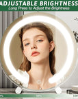 ROLOVE Vanity Mirror with Lights, 12 Inch Light Up Makeup Mirror, LED Makeup Mirror with Lights for Bedroom Tabletop, Smart Touch Control 3 Colors Dimmable, 360° Rotation, White
