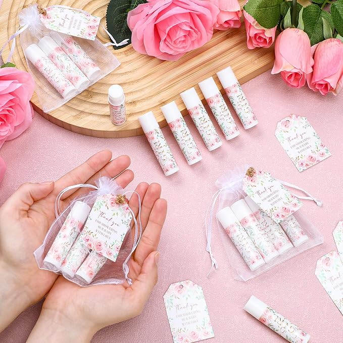 50 Pack Floral Baby Shower Lip Gifts