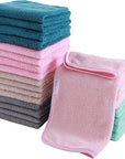 Cosy Family 24 Pack Soft Washcloths Set - 12 x 12 inches, Quick Drying - Highly Absorbent Coral Velvet Fingertip Towel Bathroom Wash Clothes for Bath, Spa, Facial, Kitchen - Light Color