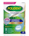 Polident Overnight Whitening Antibacterial Dental Appliance Cleanser Tablets, 60 Count
