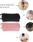 2 PC Silicone Body Scrubber, 2 in 1 Exfoliating Shower Bath Scrubber, Soft Silicone Loofah for Sensitive Skin, Shower Hair Scalp Massager, Easy to Clean, Lather Well (Black&Pink)
