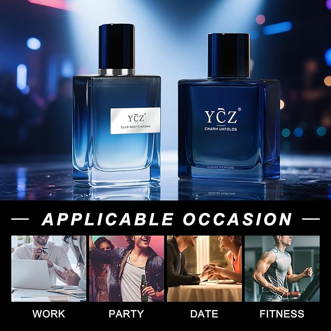 Ycz Cologne for Men Set, 1.7oz(50ml) Bottled Marine Perfume and Club Men Perfume Sophisticated Woody Citrus Scent, Highquality Long Lasting, Sleek Bottle Design, Ideal Special Occasions Ideal Gift