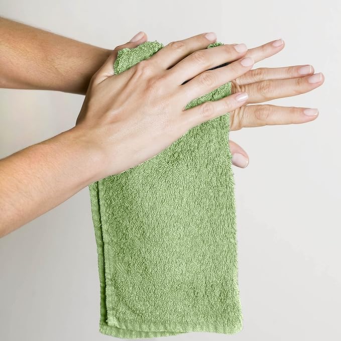 Utopia Towels 12 Pack Cotton Washcloths Set, 100% Ring Spun Cotton, Premium Flannel Face Cloths, Highly Absorbent and Soft Feel Fingertip Towels, Beige, Plum, Sage Green, Navy