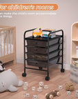 4 Tier Utility Rolling Cart with 4 Drawers Multipurpose Rolling Storage Cart with Wheels and Handles for Office Classroom Kitchen Bathroom Bedroom Organization Black