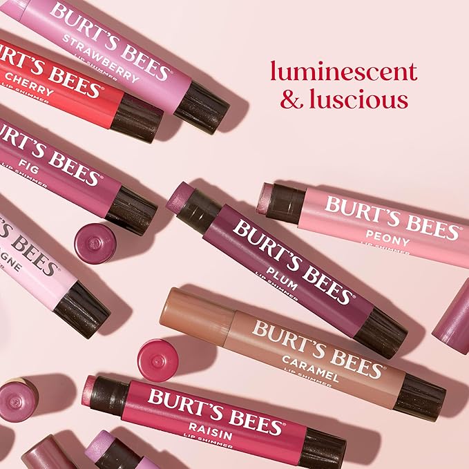 Burt's Bees Lip Shimmer Peony; Warm, Luminescent Color; High Impact, Instant Moisture; with Shea and Cocoa Butters; 100% Natural Origin (Packaging May Vary)