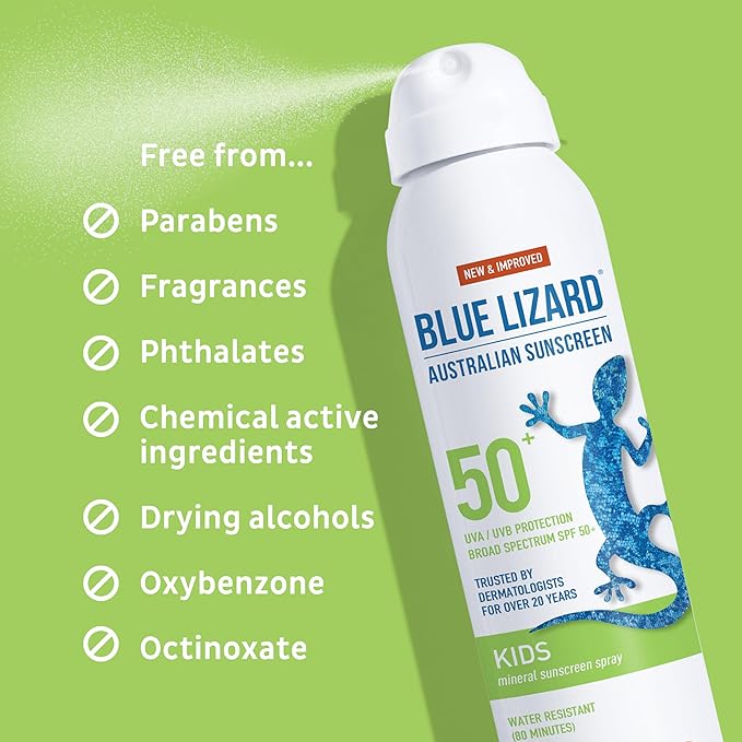 BLUE LIZARD Mineral Sunscreen Kids SPF 50+ Spray, 5 Fl Oz