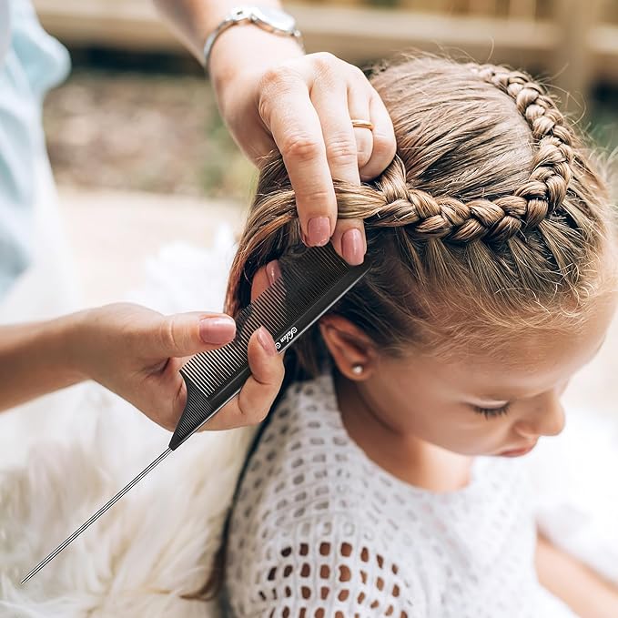 SALONSILK Women Hair Comb Set - 14PCS Wide Tooth Rat Tail Styling Combs Pick for Curly - Teasing Parting Fine Professional Barber Cutting Braiding Set