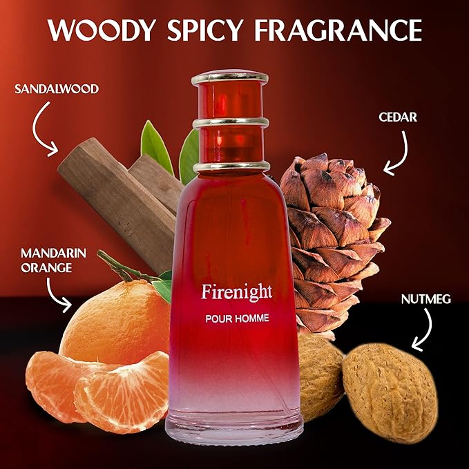 NovoGlow Firenight Pour Homme- Eau De Parfum Spray Perfume, Fragrance For Men- Daywear, Casual Daily Cologne 3.4 Oz Bottle- Ideal EDT Beauty Gift for Birthday, Anniversary