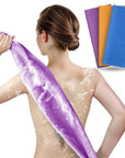 ARCH&M 3 Pack Exfoliating Towel for Body, 35-Inch Korean & Japanese Style Washcloth for Shower, Deep Clean & Smooth Skin, Nylon Back Scrubber, More Hygienic Than Loofah (Orange Purple Navy-Blue)