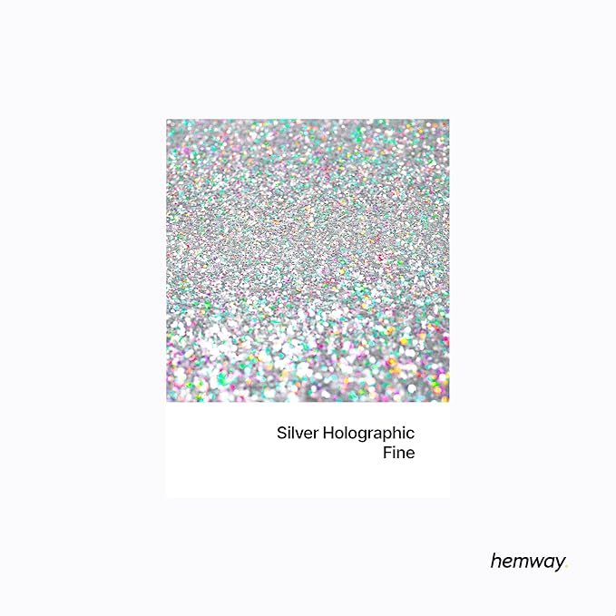 Hemway Eco Friendly Biodegradable Glitter 100g / 3.5oz Bio Cosmetic Safe Sparkle Vegan For Face, Eyeshadow, Body, Hair, Nail And Festival Makeup, Craft - Fine (1/64" 0.015" 0.4mm) - Silver Holographic