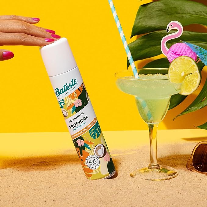 Batiste Dry Shampoo, Tropical Fragrance, Refresh Hair and Absorb Oil Between Washes, Waterless Shampoo for Added Hair Texture and Body, 5.71 oz Dry Shampoo Bottle