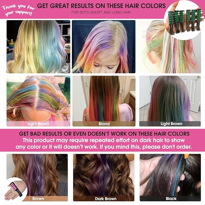 New Hair Chalk Comb Temporary Hair Color Dye for Girls Kids with Light Color Hair, Washable Hair Chalk for Girls Age 4 5 6 7 8 9 10 Birthday Cosplay DIY, St. Patrick's Day (Green)