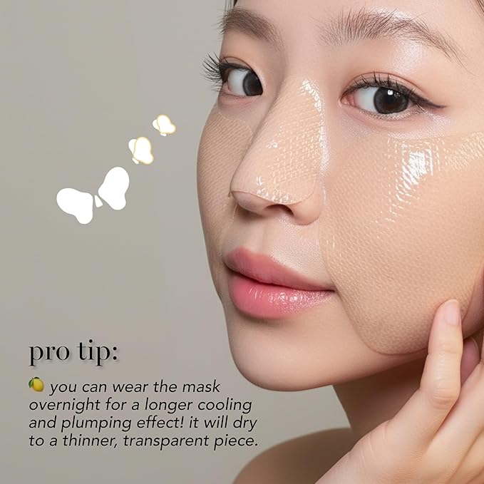 Saturday Skin Yuzu Vitamin C Hydrogel Mask, Cool Soothing Texture, Deep Hydration,Daily & Overnight Mask Suitable for All Skin Types, Korean Skincare, 4EA
