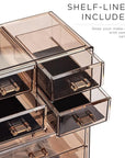 Sorbus Acrylic Makeup Organizer Set, 7-Drawer Vanity & Countertop Cosmetic Storage with Small & Wide Compartments, Bronze Glow Makeup Storage for Brushes, Jewelry – Holiday Gift for Women & Teens