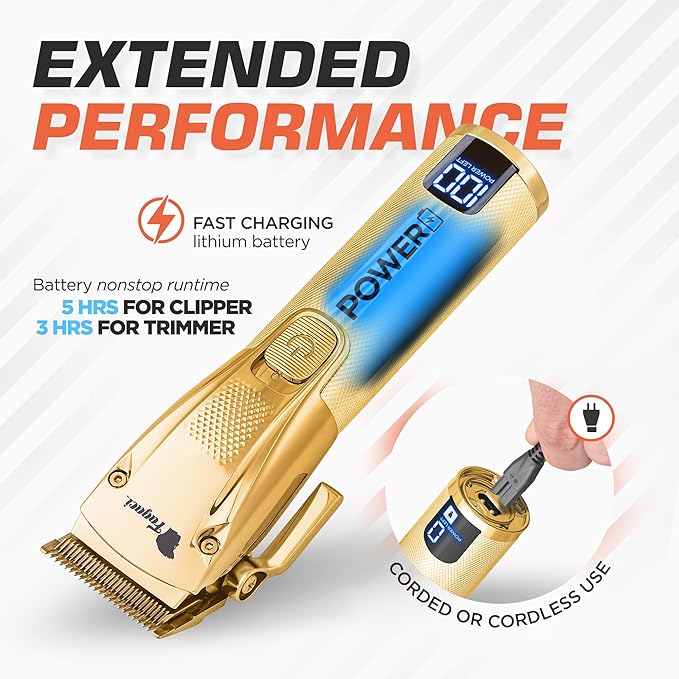 Fagaci Professional Hair Clippers for Men Set Turbo Power with Precise Cutting, Barber Clippers for Hair Cutting, Cordless Hair Clippers and Trimmers Set, Maquina de Cortar Cabello, Haircut Barber Kit