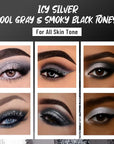Black Eyeshadow Palette with Mirror Silver Gray Black Tones Matte Shimmer Smokey 6 Colors Mini Eye Shadow Pallet Travel Size Highly Pigmented for Vampire Clown Joker Goth Halloween Makeup