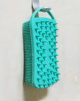 2 PC Silicone Body Scrubber, 2 in 1 Exfoliating Shower Bath Scrubber, Soft Silicone Loofah for Sensitive Skin, Shower Hair Scalp Massager, Easy to Clean, Lather Well (Black&Green)