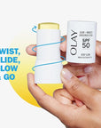 Olay Glow & Protect SPF 50 Face Sunscreen Stick, Fragrance Free, 0.5 OZ (14 G), Dewy Finish Sunscreen Stick with SPF 50 Broad Spectrum Sunblock for All Skin Types