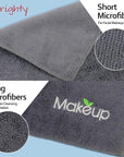 Orighty Makeup Remover Wash Cloths - Super Soft & Quick Dry Microfiber Face Towel, Absorbent Washcloths for Cleansing, Fingertip Face Towels for Makeup Removal, 13 x 13 inch, Pack of 1, 6 Count, Grey