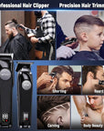 Professional Hair Clippers Trimmer for Men - Cordless Barber Clippers Set with High Torque Brushless Motor & DLC Coated Detachable Blade& Charging Stand, Premium Gifts for Men