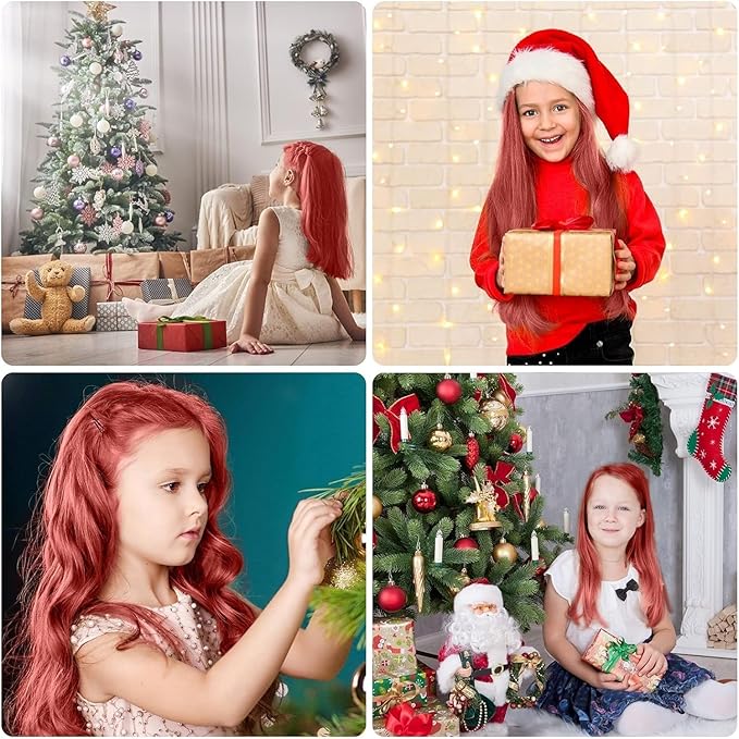 MSDADA New Hair Chalk Comb Temporary Hair Color Dye for Girls Kids with Light Color Hair, Washable Hair Chalk for Girls Age 4 5 6 7 8 9 10 Birthday Cosplay DIY, Christmas, New Year(Red)