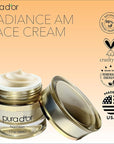 PURA D'OR 1.7 Oz Radiant Glow AM Face Cream - Methylene Blue, Polyphenols, Flavonoids, Apple Stem Cell Extract - Aloe Vera Base Anti-Aging Morning Moisturizer - Daily Facial Treatment For Women & Men