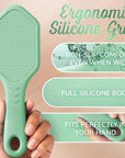 Silicone Foot Callus Remover - Nano Glass Foot File for Dead Skin and Cracked Heels - Callus Remover for Feet & Hard Skin - Ergonomic Foot Scrubber & Exfoliator for Soft, Smooth Feet - Green