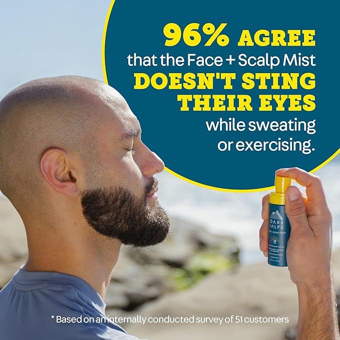 Oars + Alps Face & Scalp Sunscreen Spray Mist, SPF 35 Facial & Hair Sunscreen, Infused with Aloe Vera + Cucumber, Water & Sweat Resistant, Summer Splash Scent, 1.5oz